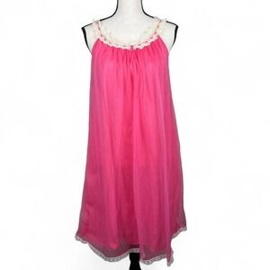 Y2K Pink Lace Trim Slip Dress Size Small